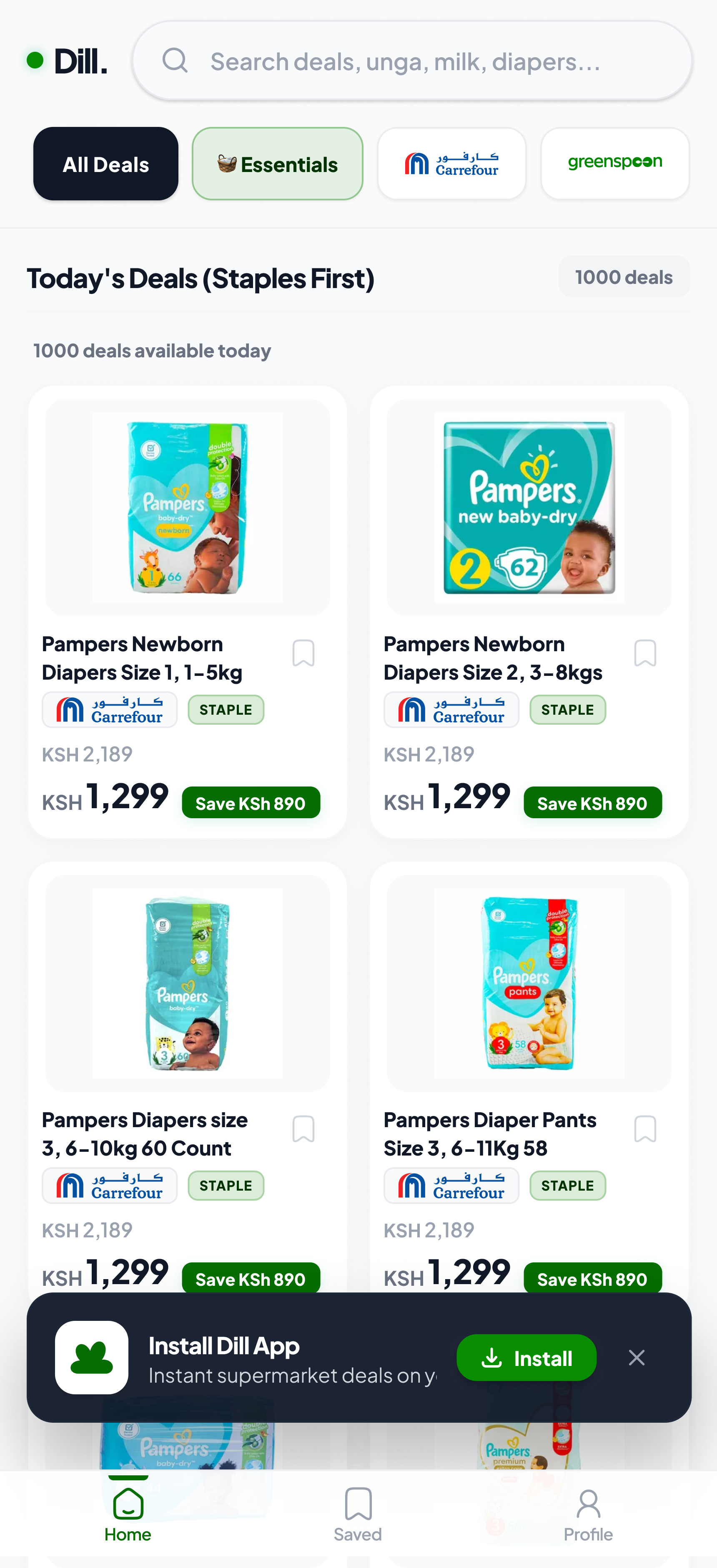 Dill supermarket discount comparison mobile app